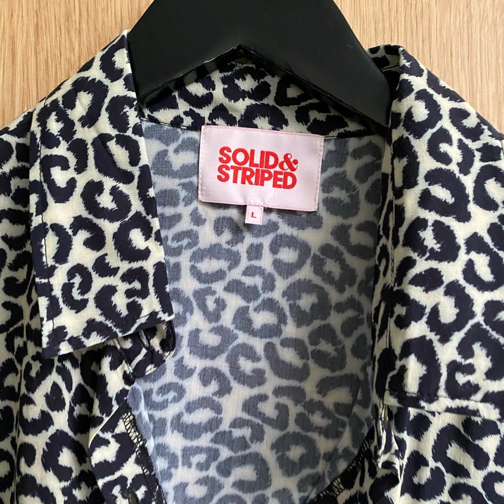 Solid And Striped Navy Leopard Print Button Down,… - image 2